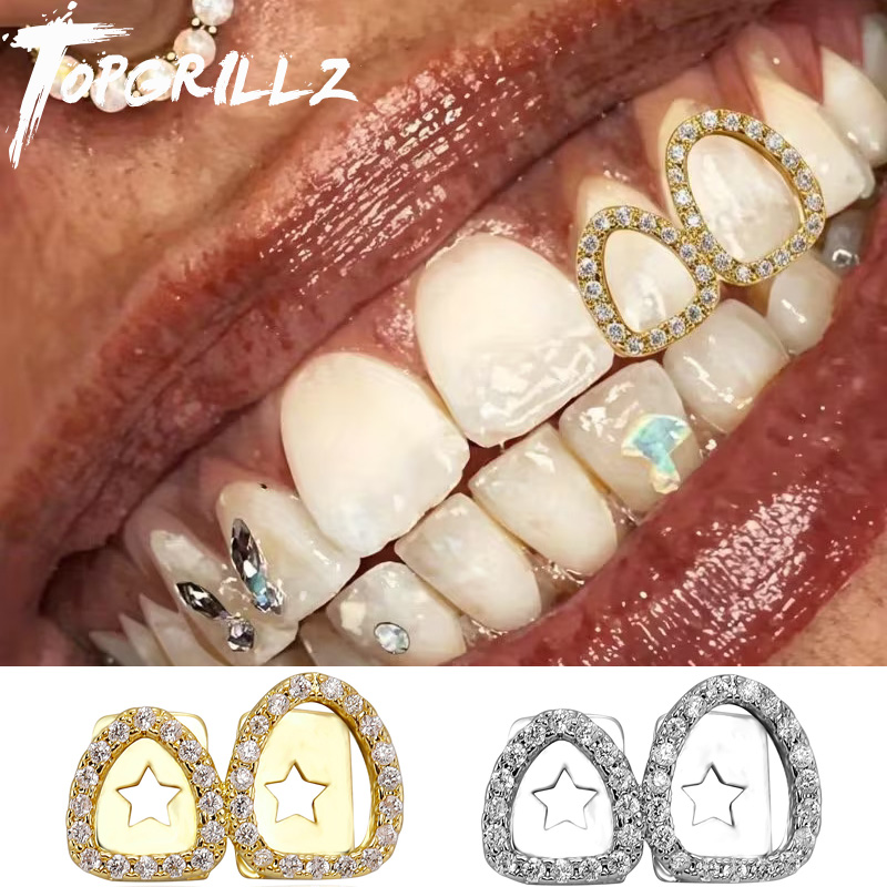 Body Jewelry For Men - TOPGRILLZ غطاء أسنان مرصع بالزركون اللامع
