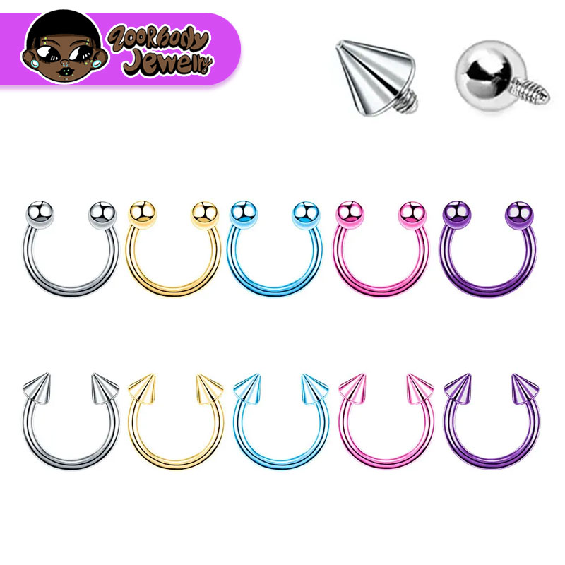 Zoor Body Jewelry - 5 قطعة ASTM F136 التيتانيوم حدوة