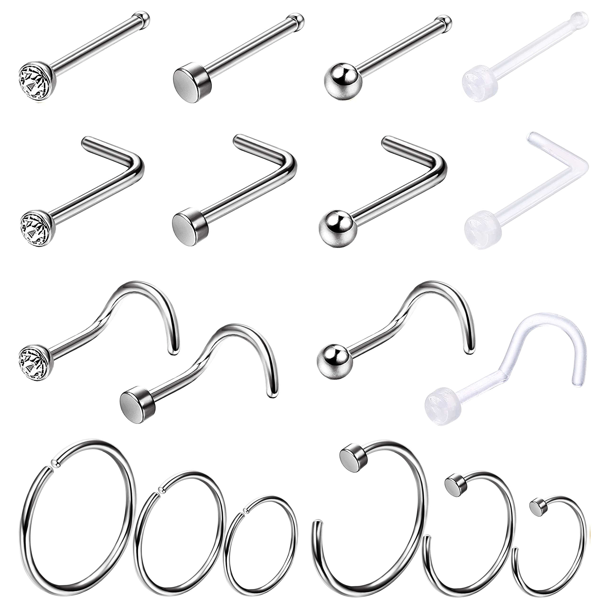 Body Jewelry For Sensitive Skin - 1 قطعة حلقة الأنف هيبوالرجينيك ترصيع