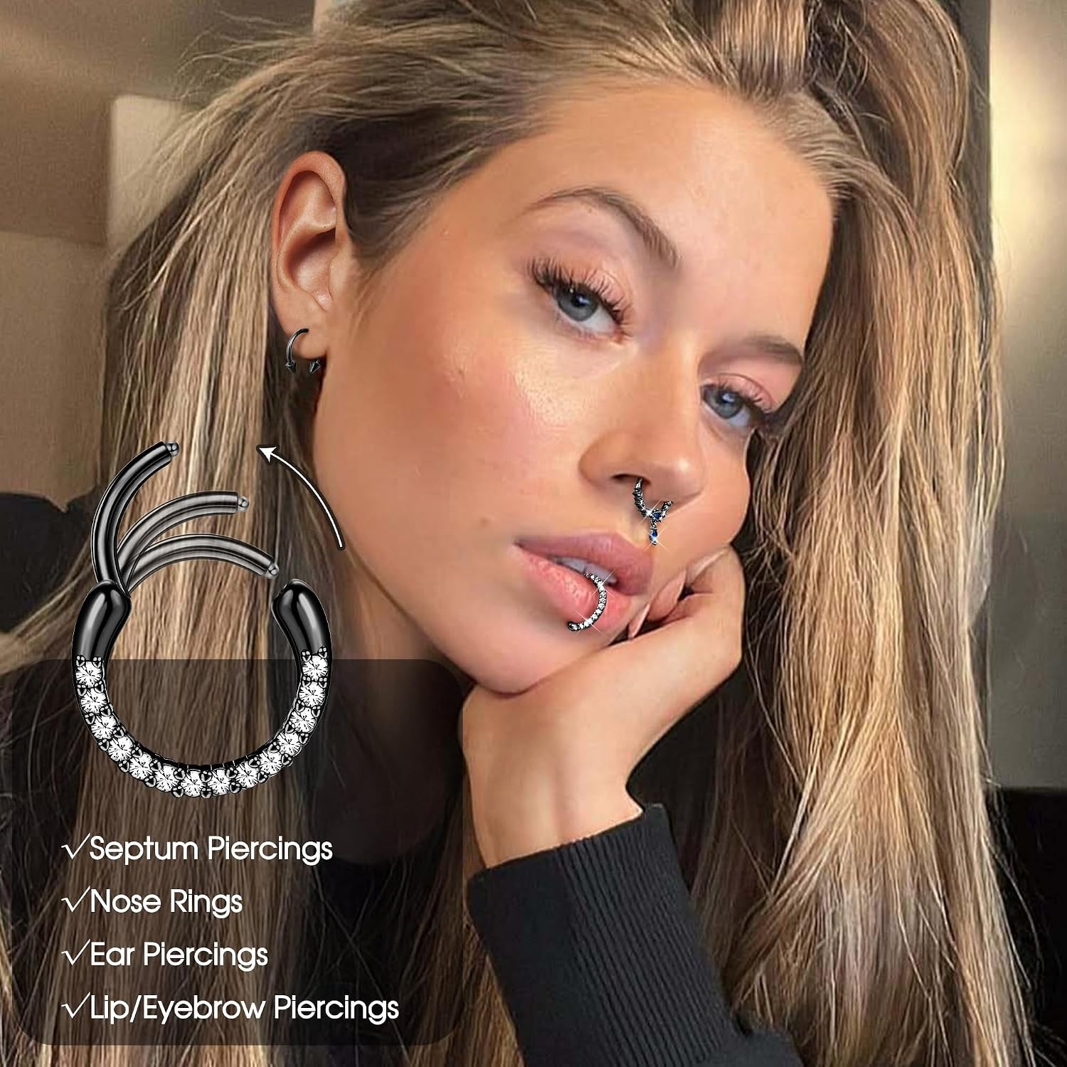 حلقات فاصل الأنف من فاساكو، مج - مراجعة Body Jewelry For Sensitive Skin وسعره