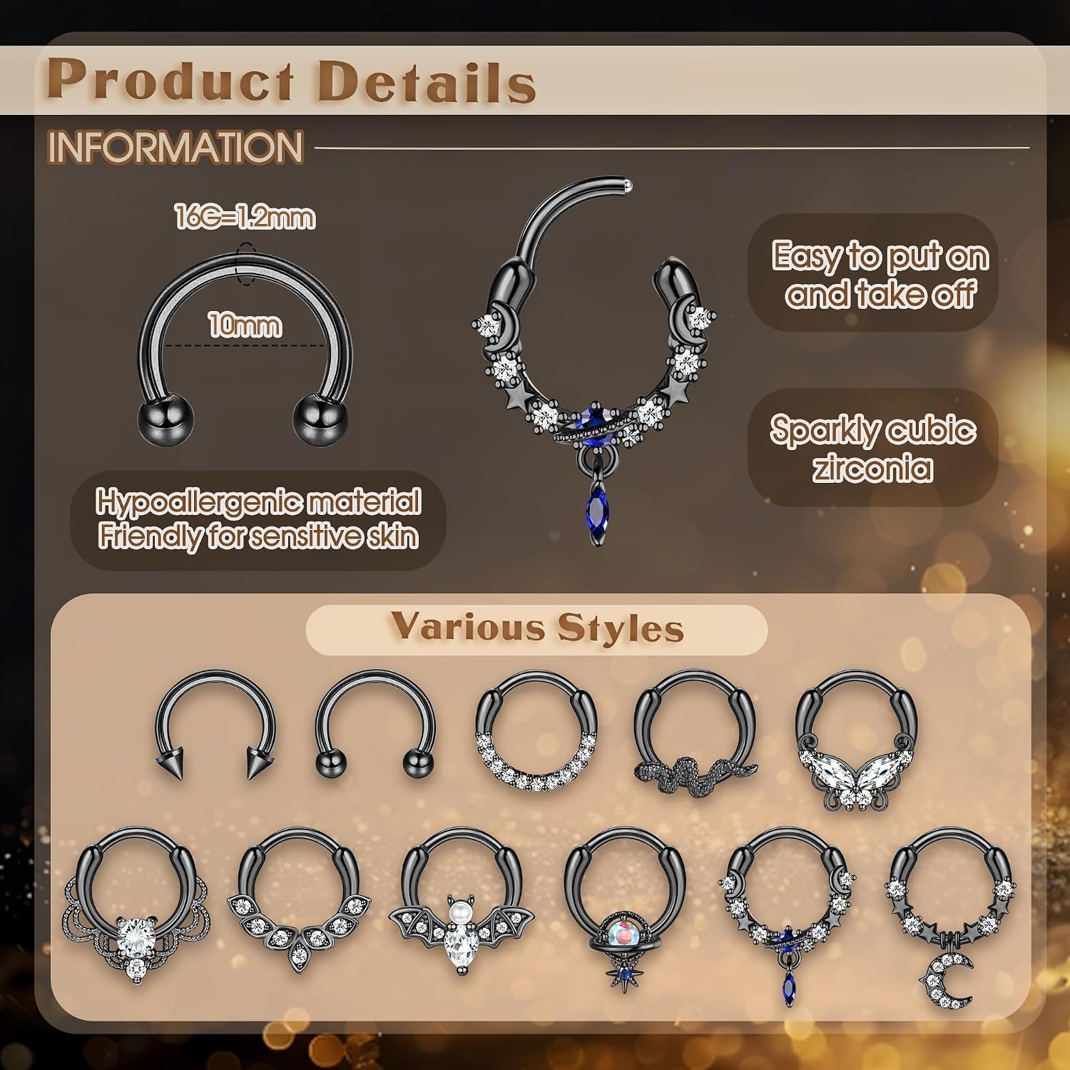 حلقات فاصل الأنف من فاساكو، مج - مراجعة Body Jewelry For Sensitive Skin وسعره
