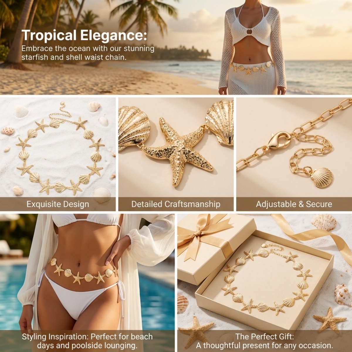 سلسلة خصر معدنية بتصميم نجم ال - مراجعة Body Jewelry For Men وسعره