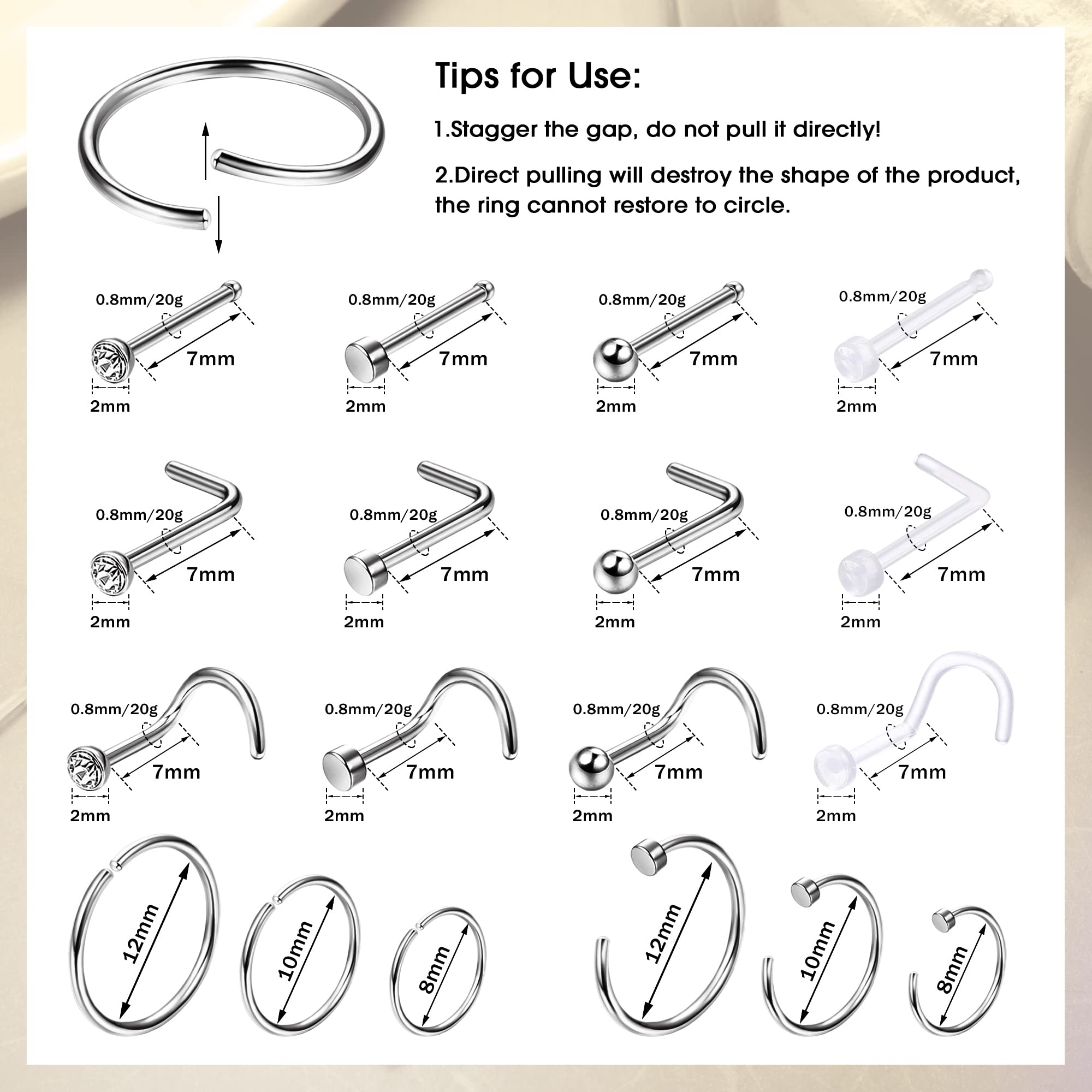 1 قطعة حلقة الأنف هيبوالرجينيك - مراجعة Body Jewelry For Sensitive Skin وسعره