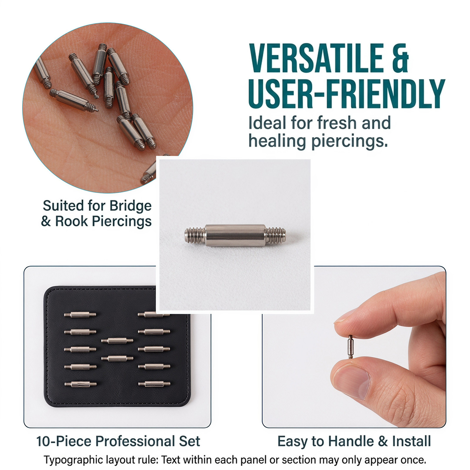 10 قطع من قضبان التيتانيوم 14G - مراجعة Body Jewelry For Sensitive Skin وسعره