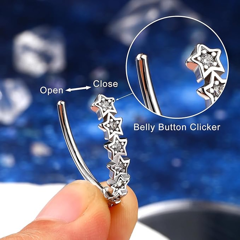 حلق أنيق على شكل زر للجزء العل - مراجعة Body Jewelry For Sensitive Skin وسعره
