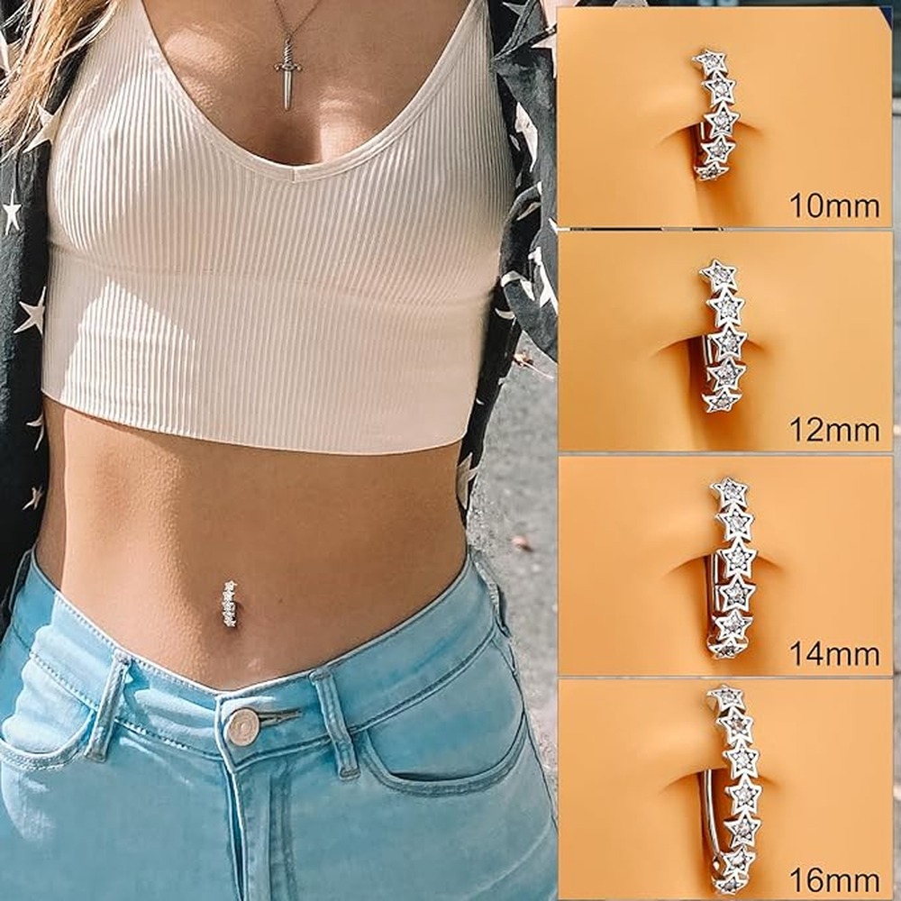 حلق أنيق على شكل زر للجزء العل - مراجعة Body Jewelry For Sensitive Skin وسعره